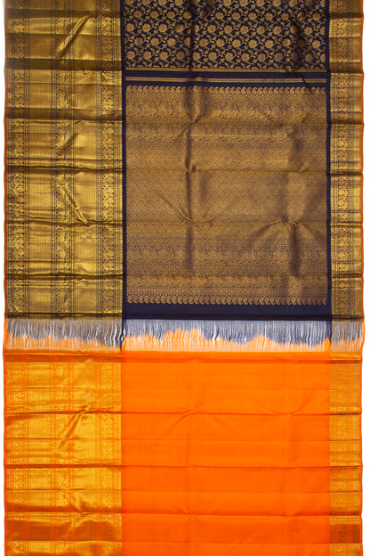 Kanchipuram Silk Jaal Midnight Blue Saree