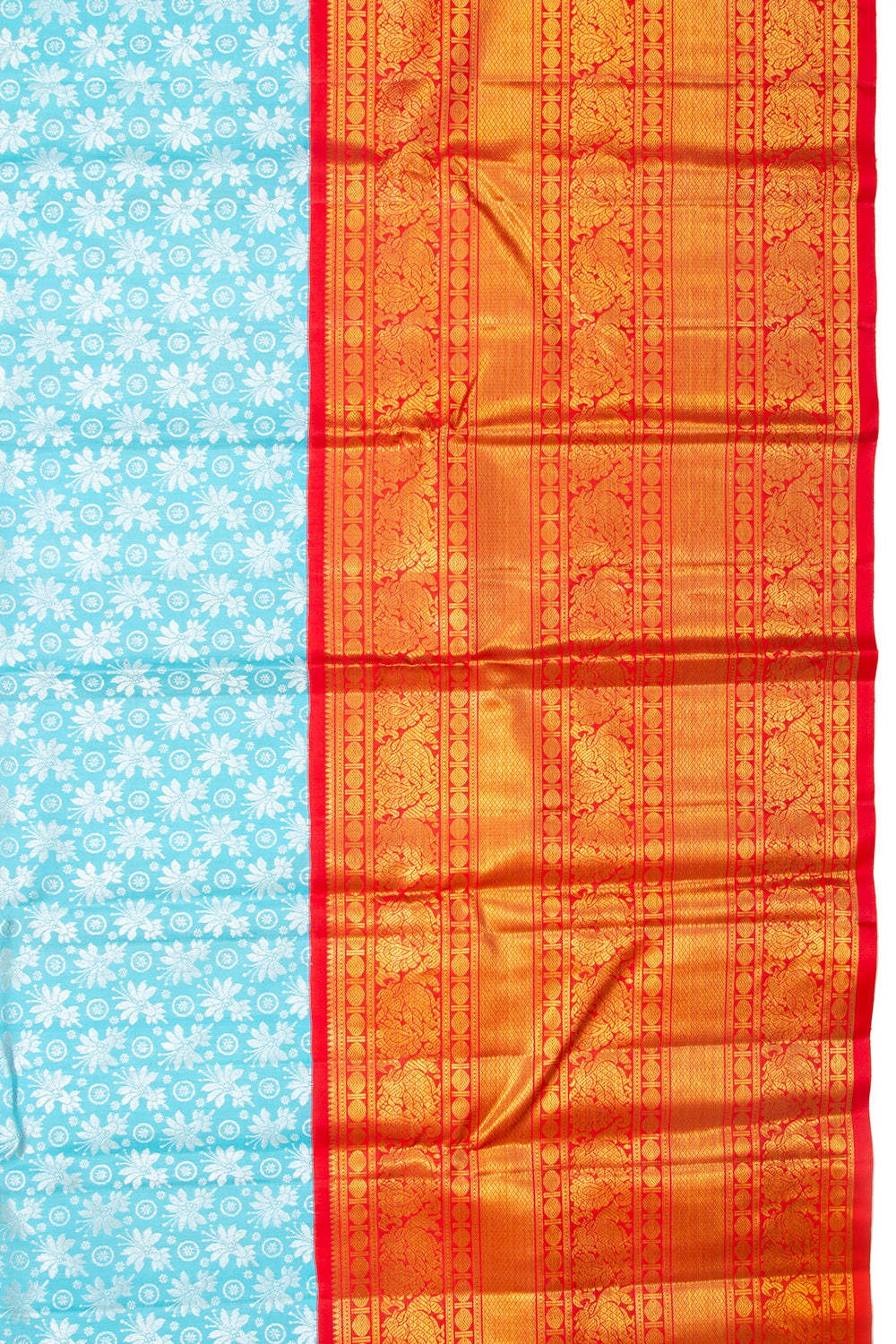 Kanchipuram Silk Brocade Sky Blue Saree