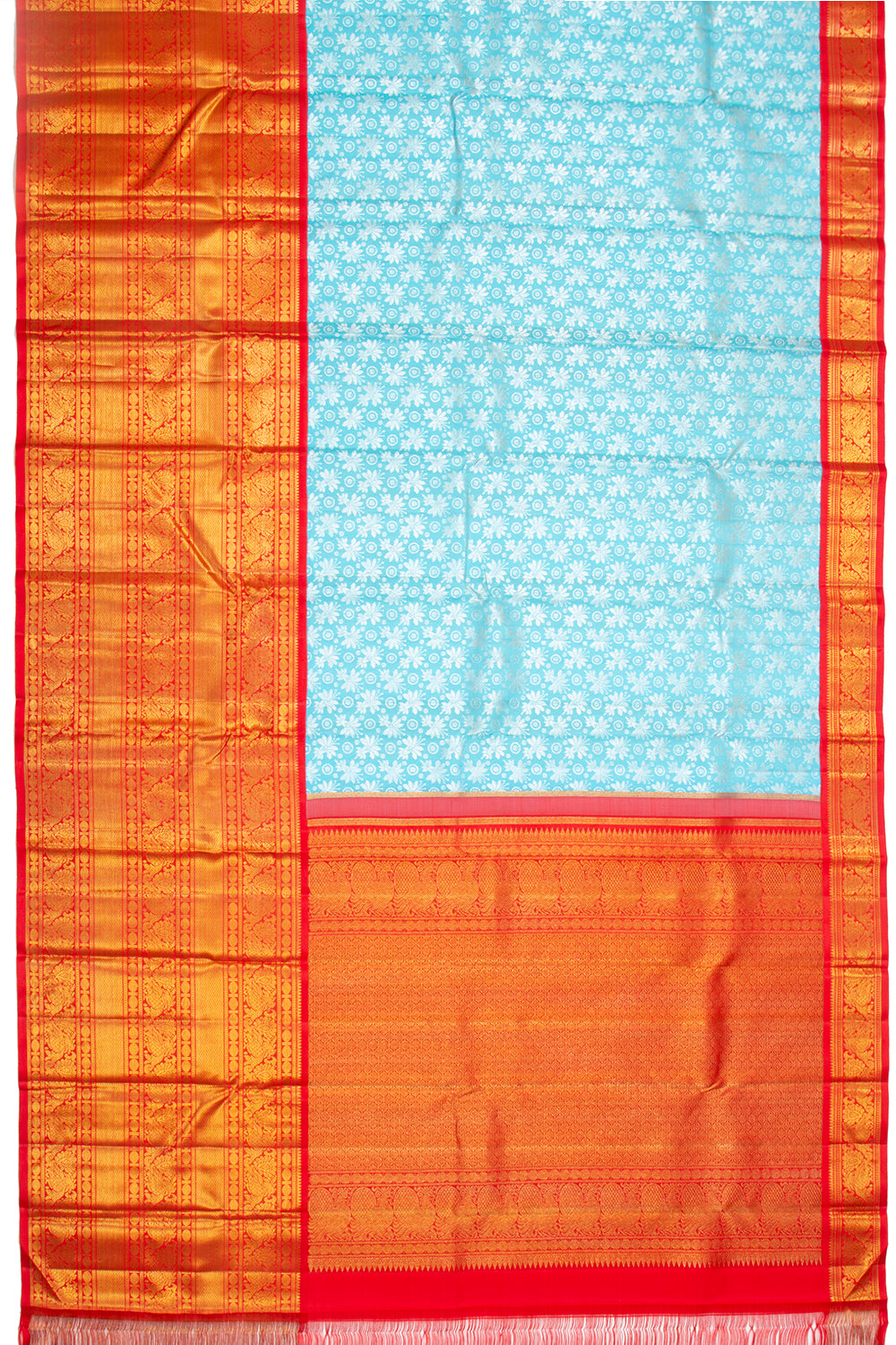 Kanchipuram Silk Brocade Sky Blue Saree