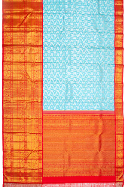 Kanchipuram Silk Brocade Sky Blue Saree