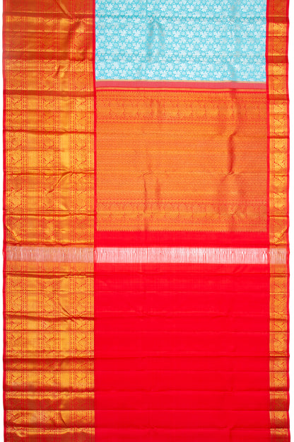 Kanchipuram Silk Brocade Sky Blue Saree