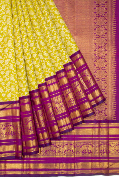 Kanchipuram Silk Jaal Mehendi Green Saree