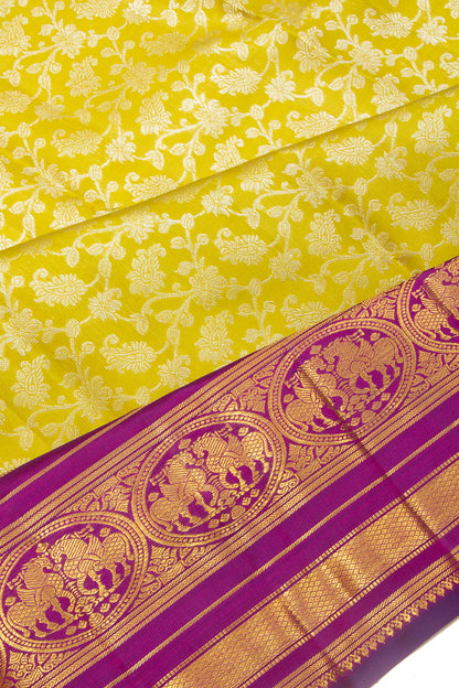 Kanchipuram Silk Jaal Mehendi Green Saree