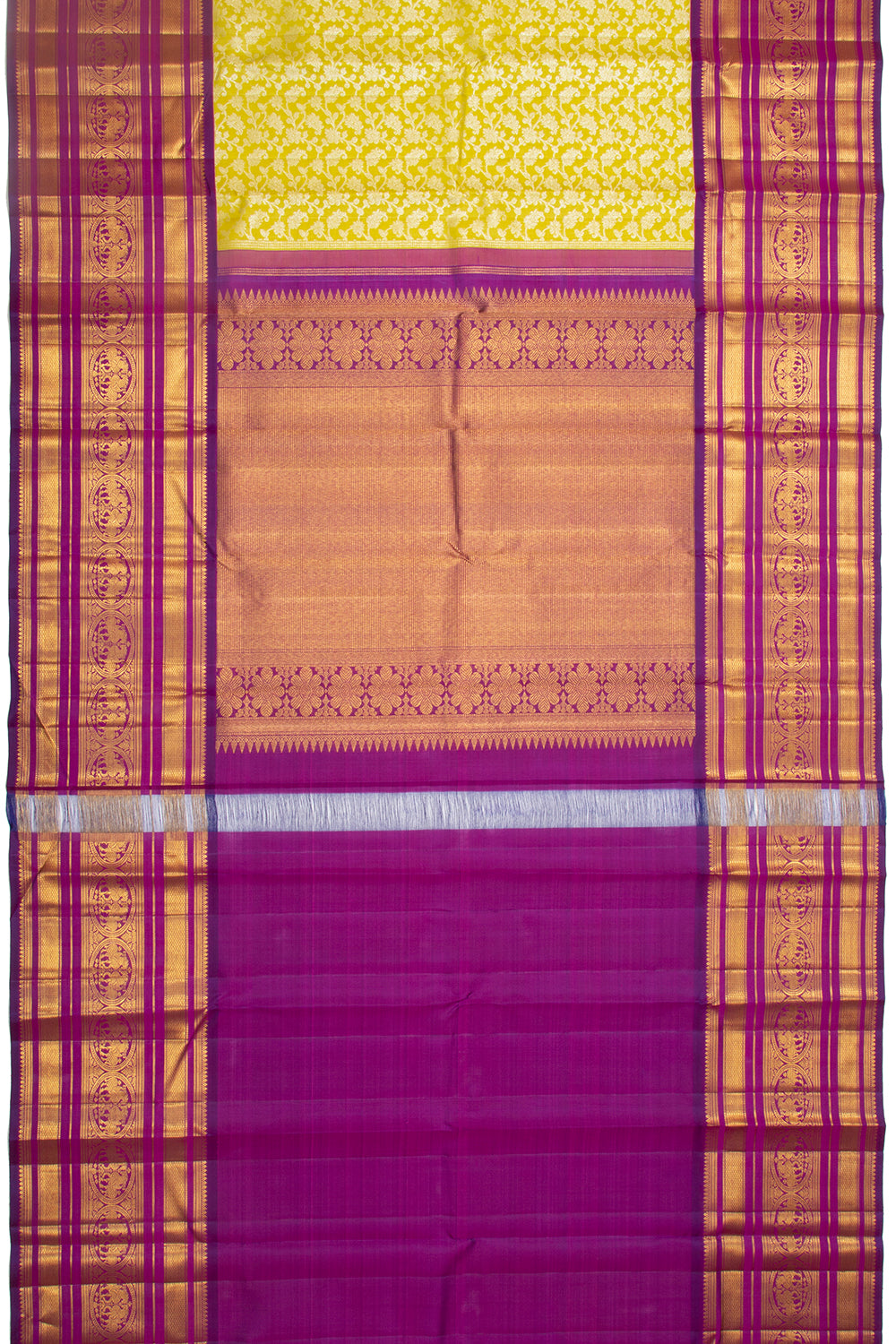 Kanchipuram Silk Jaal Mehendi Green Saree