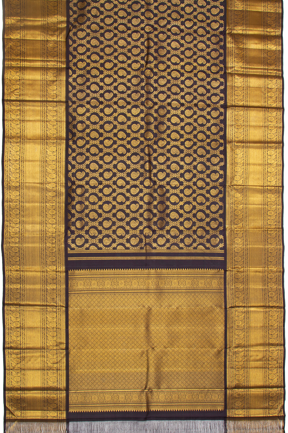 Kanchipuram Silk Jaal And Butta Midnight Blue Saree