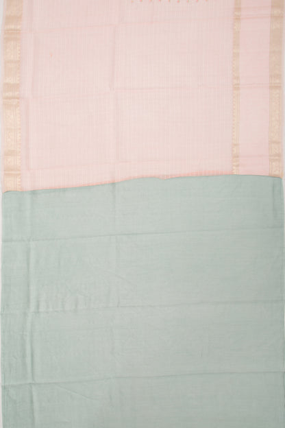 Organza Checks And Embroidery Butta Baby Pink Saree