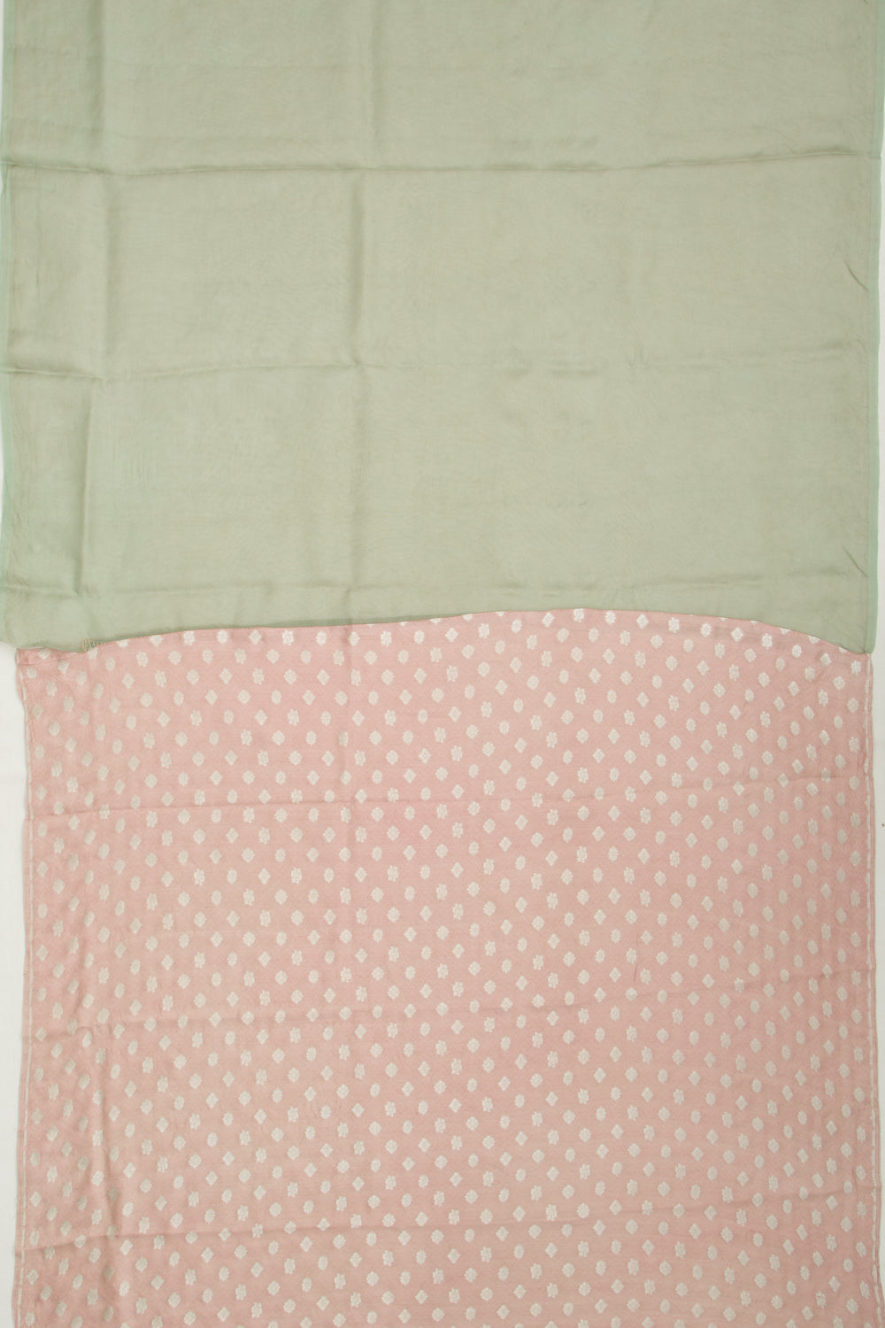 Organza Floral Embroidery Sage Green Saree With Scallop Edge