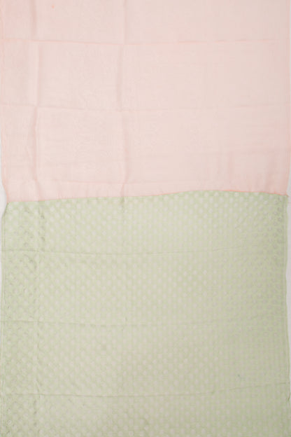 Organza Floral Embroidery Peach Saree With Scallop Edge