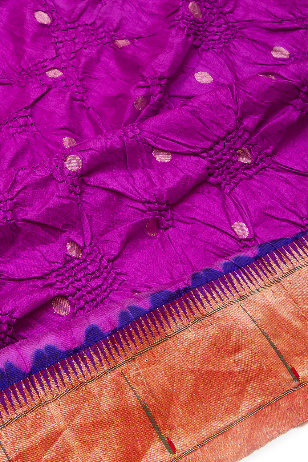 Paithani Silk Bandhani Butta Purple Saree