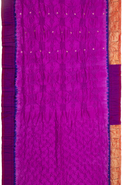 Paithani Silk Bandhani Butta Purple Saree