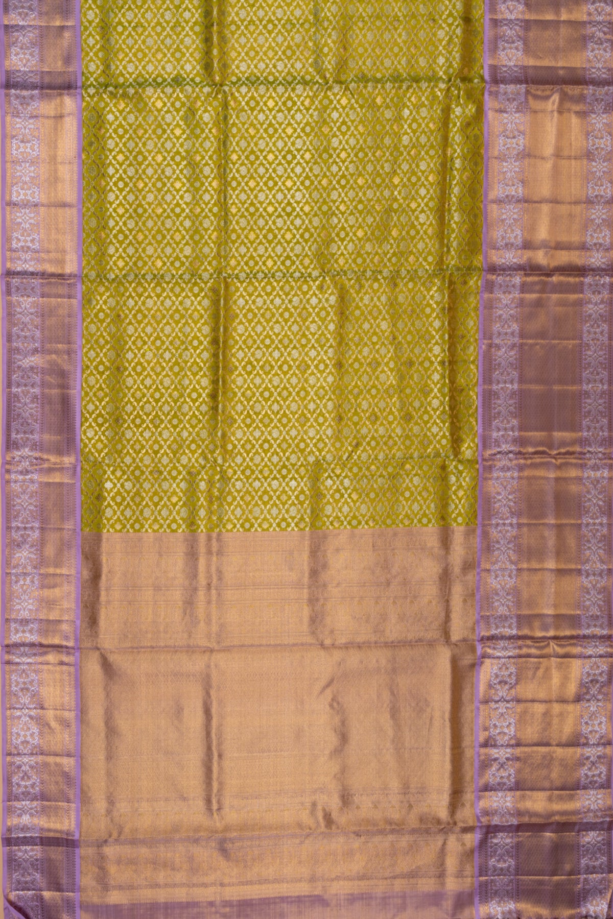 Kanchipuram Silk Tissue Brocade Mehandi Green Saree