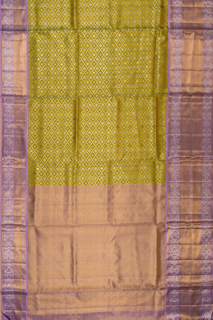 Kanchipuram Silk Tissue Brocade Mehandi Green Saree
