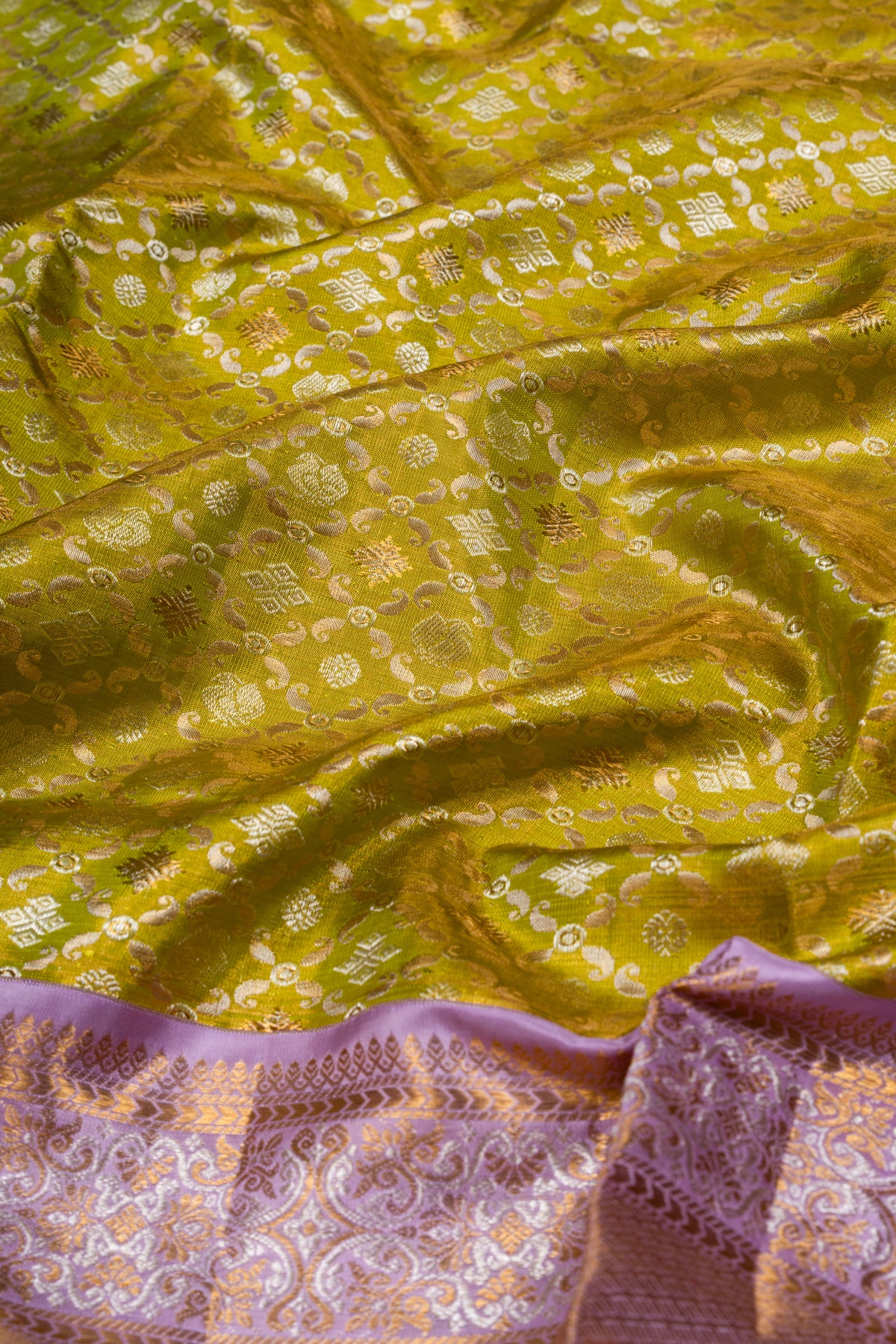 Kanchipuram Silk Tissue Brocade Mehandi Green Saree