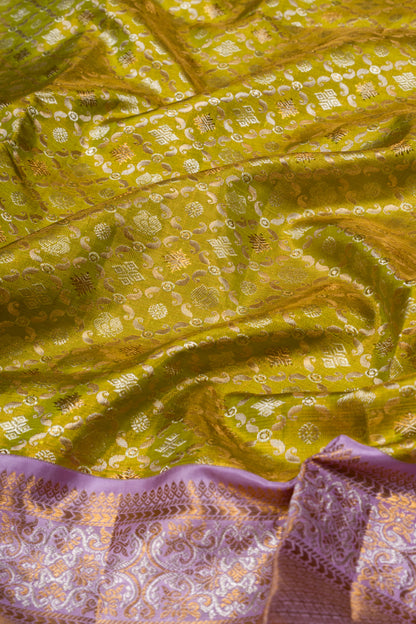 Kanchipuram Silk Tissue Brocade Mehandi Green Saree