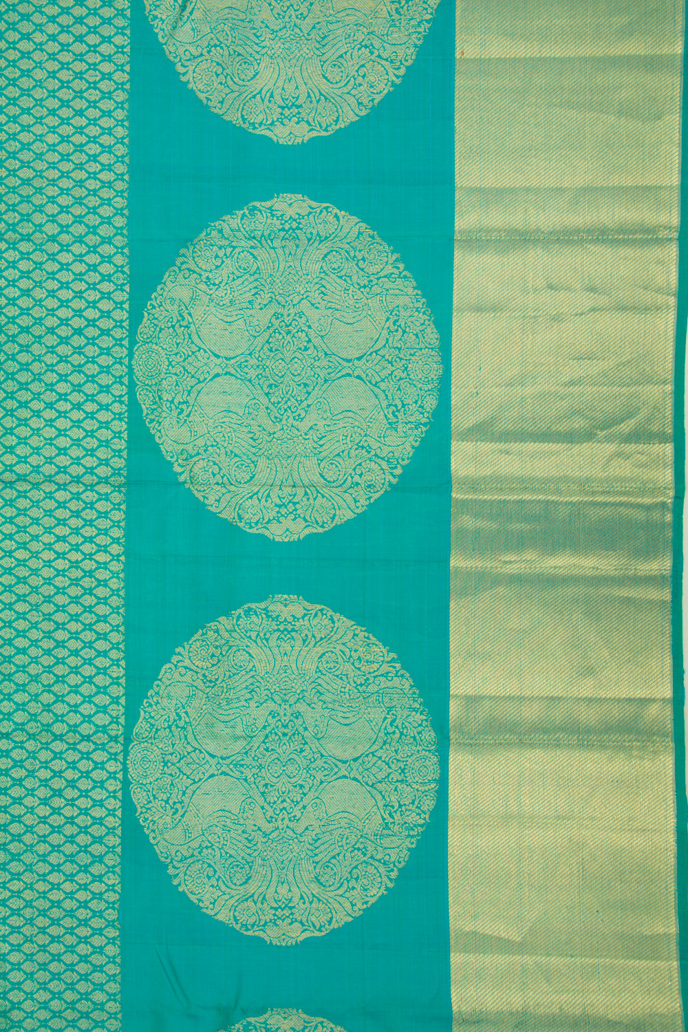 Kanchipuram Silk Brocade Sea Green Saree