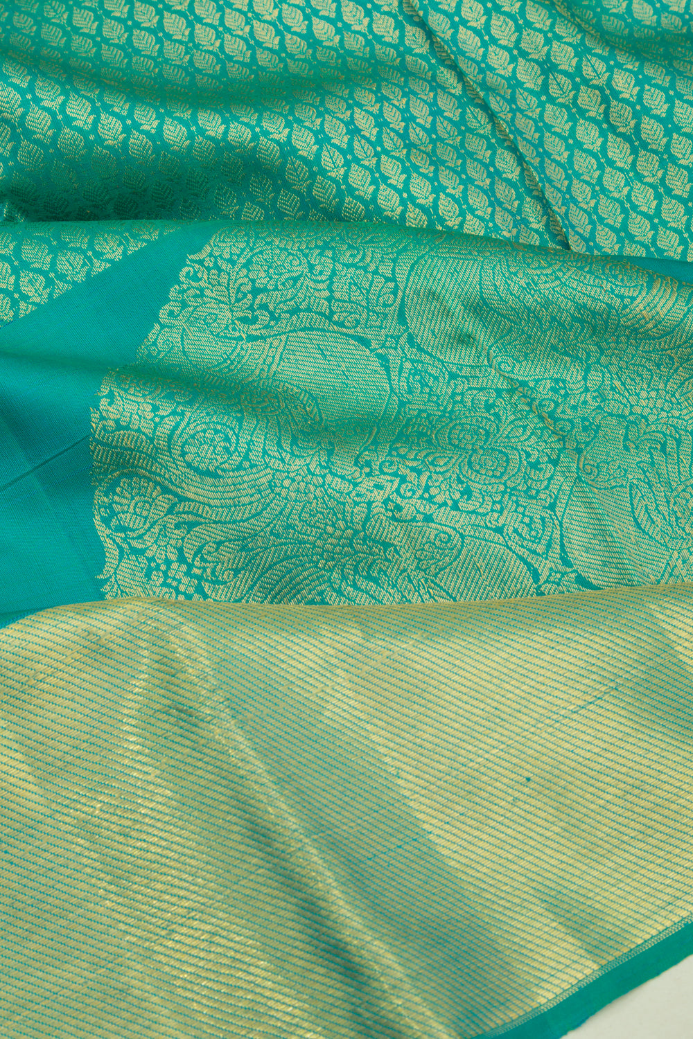 Kanchipuram Silk Brocade Sea Green Saree