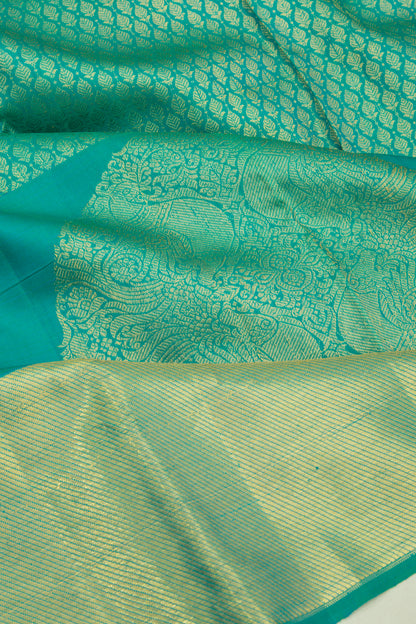 Kanchipuram Silk Brocade Sea Green Saree