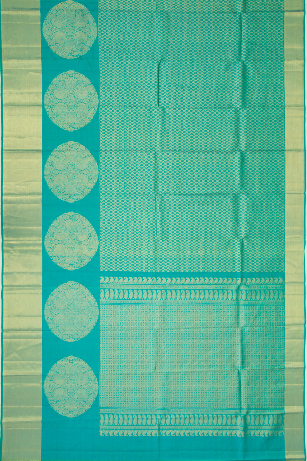 Kanchipuram Silk Brocade Sea Green Saree