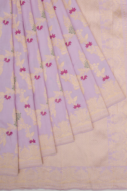 Banarasi Silk Jaal Kadwa Lavender Saree