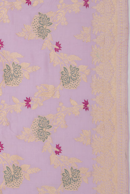 Banarasi Silk Jaal Kadwa Lavender Saree
