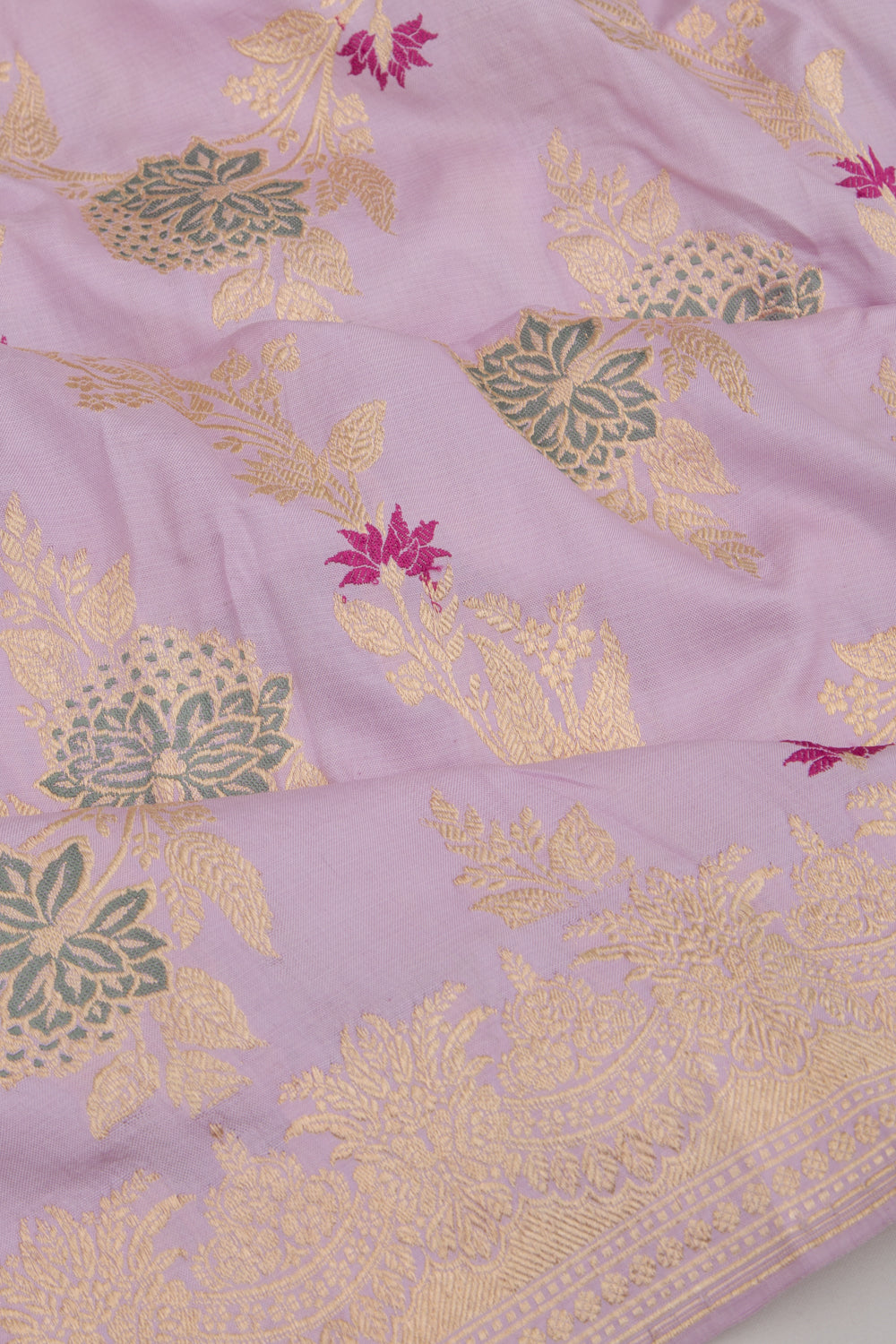 Banarasi Silk Jaal Kadwa Lavender Saree