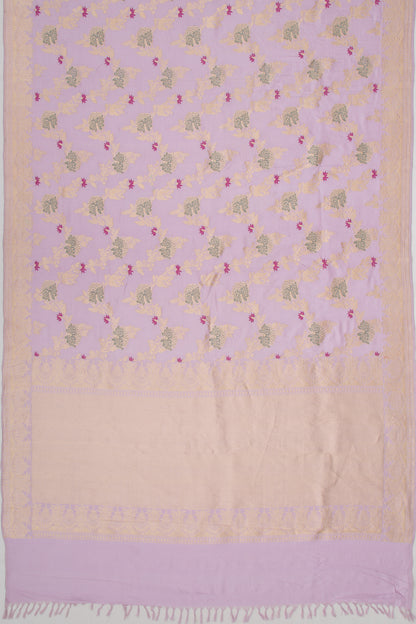 Banarasi Silk Jaal Kadwa Lavender Saree
