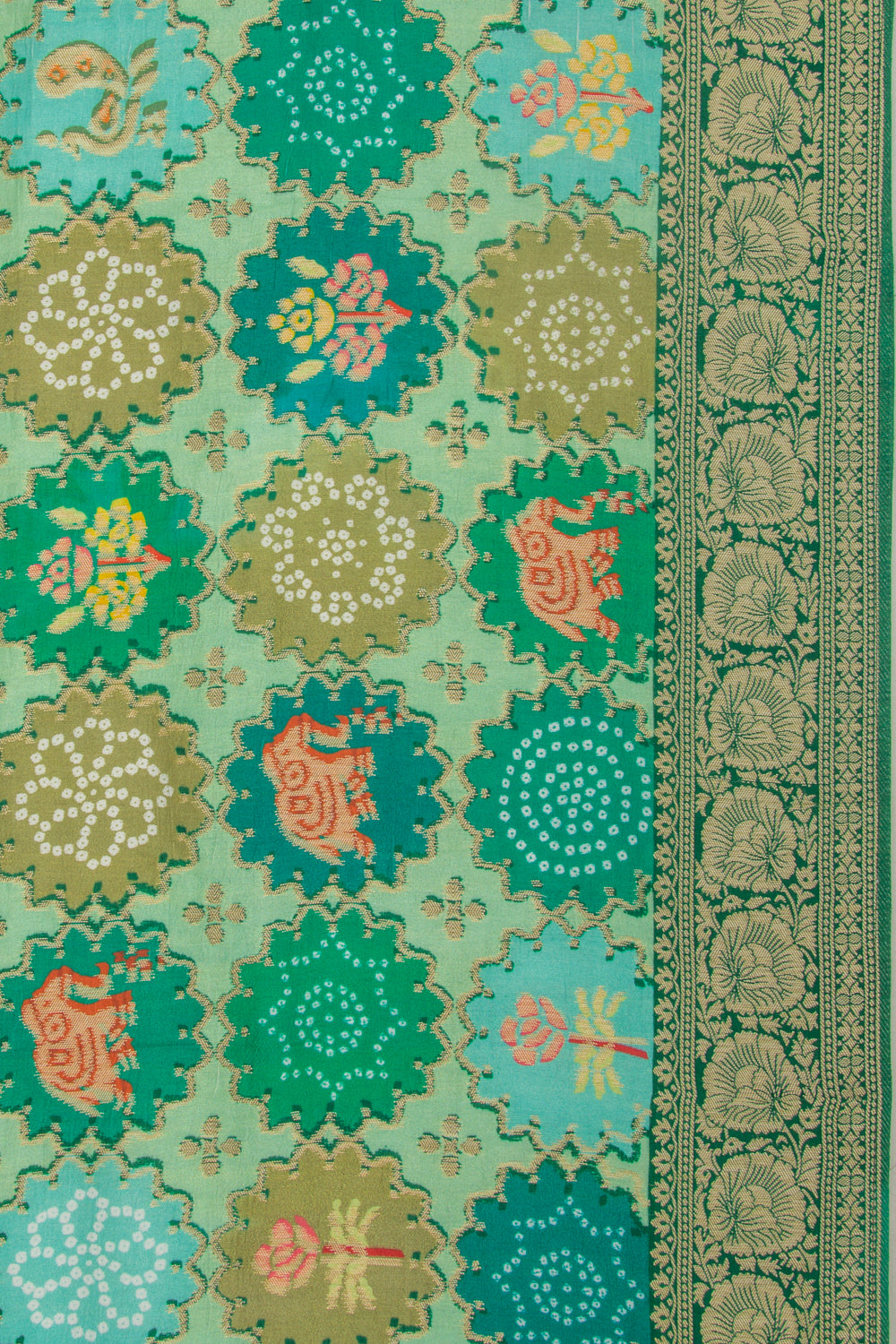 Goli Silk Brocade Green Saree