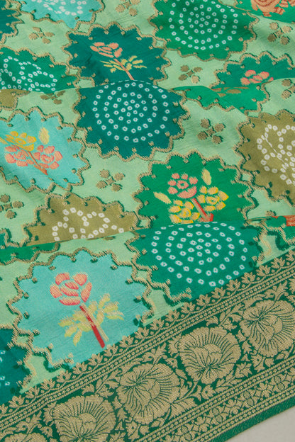 Goli Silk Brocade Green Saree