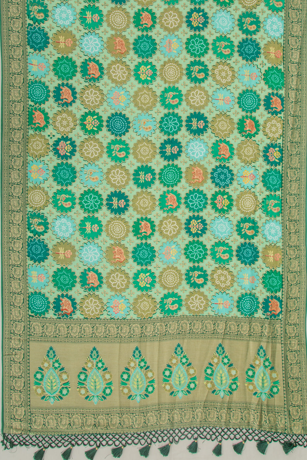 Goli Silk Brocade Green Saree
