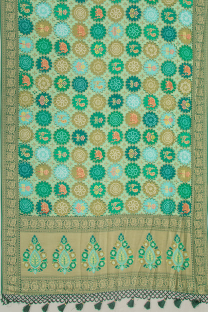 Goli Silk Brocade Green Saree