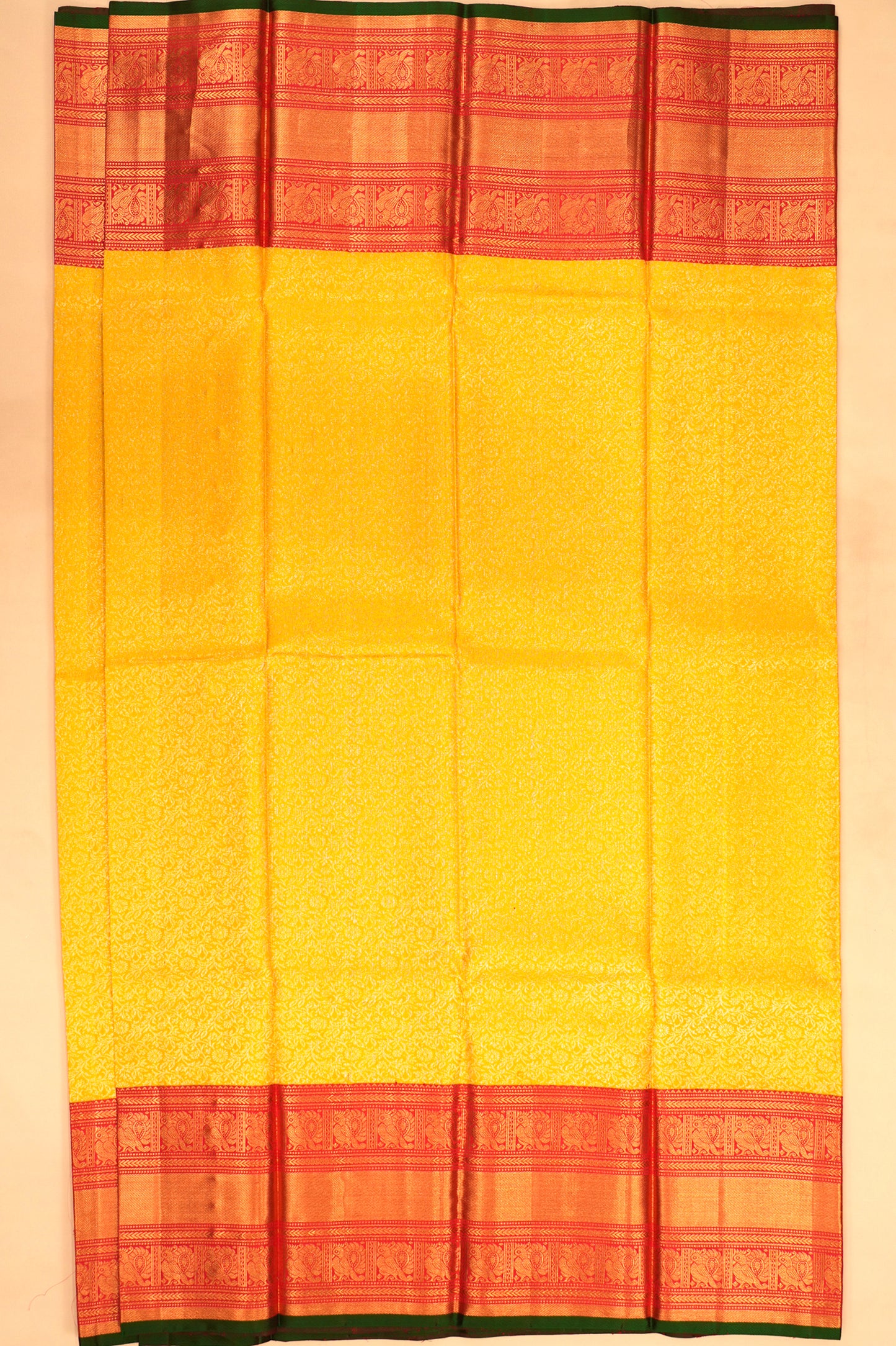 Kanchipuram Silk Brocade Yellow Saree
