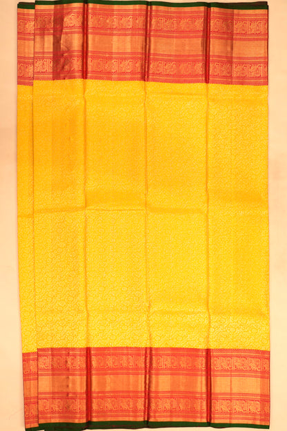 Kanchipuram Silk Brocade Yellow Saree