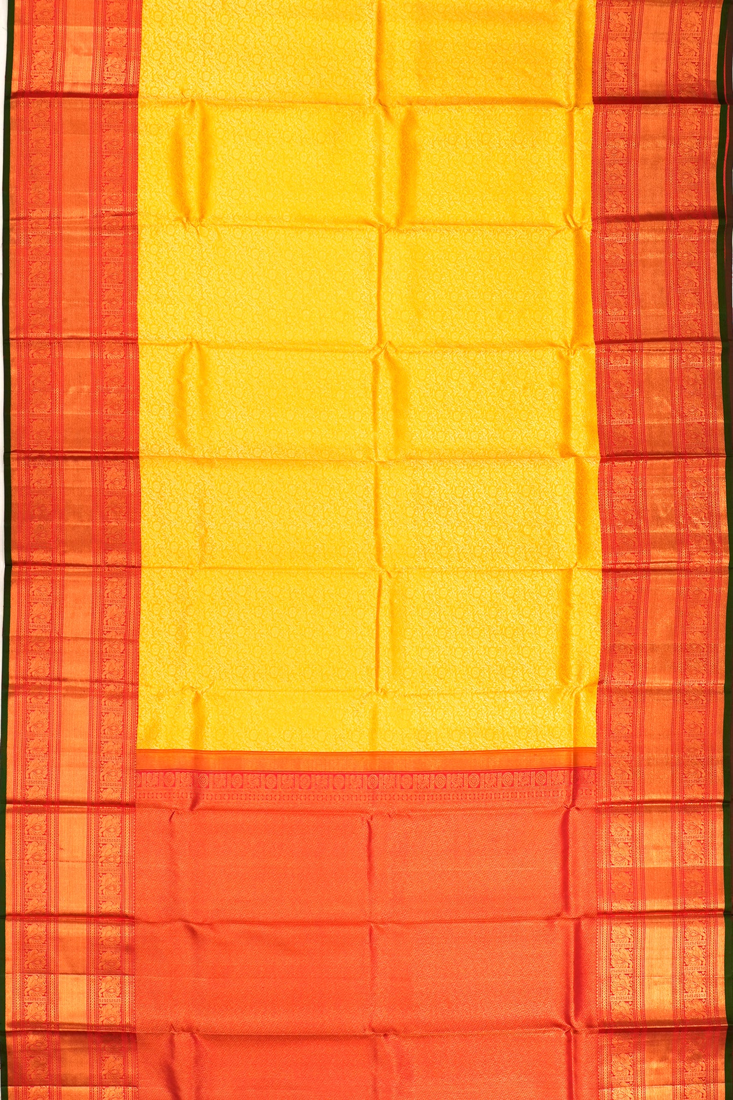 Kanchipuram Silk Brocade Yellow Saree