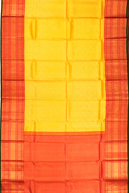 Kanchipuram Silk Brocade Yellow Saree
