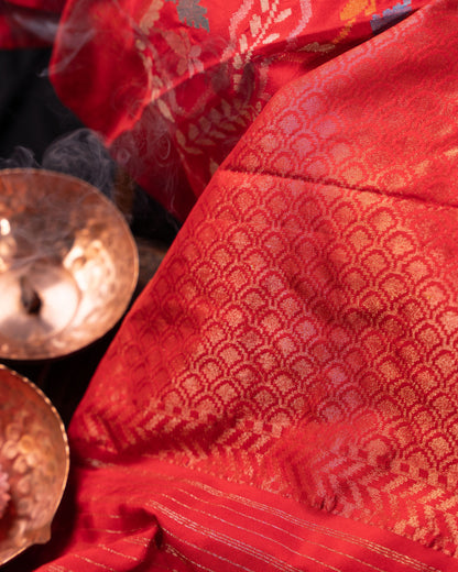 Banarasi Silk Jamdani Red Saree