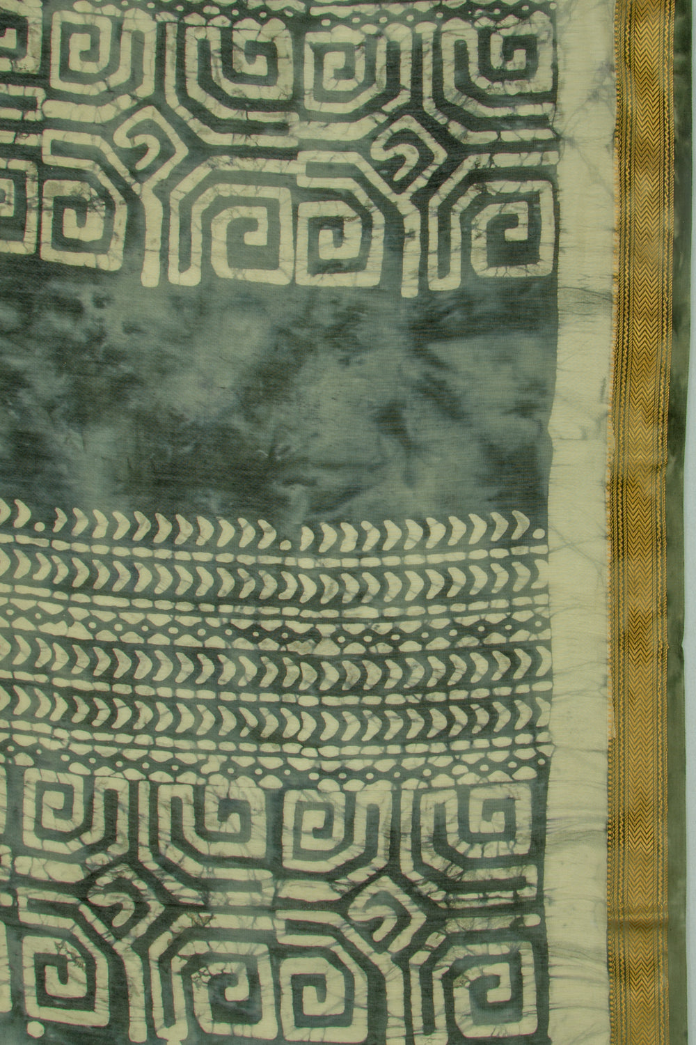 Chanderi Soft Silk Batik Printed Green Saree