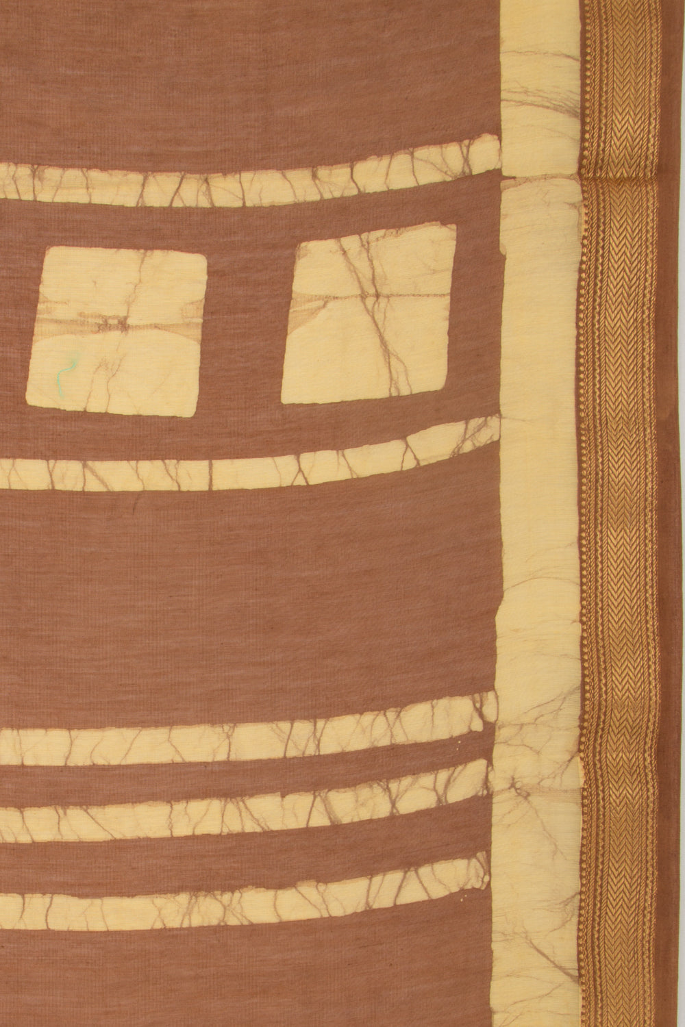 Chanderi Silk Batik Printed Brown Saree