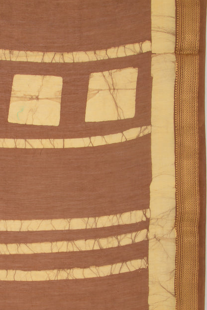Chanderi Silk Batik Printed Brown Saree