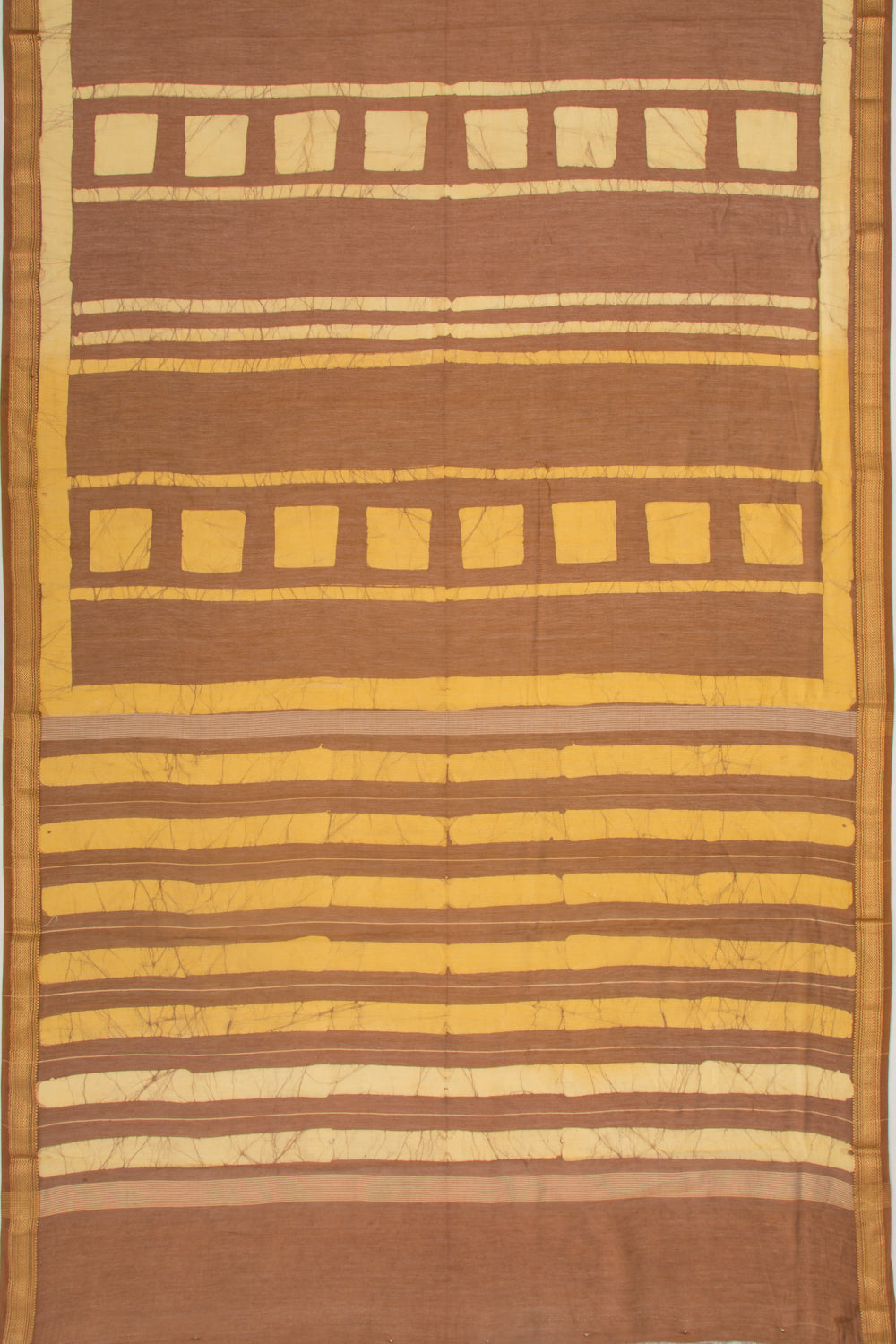 Chanderi Silk Batik Printed Brown Saree