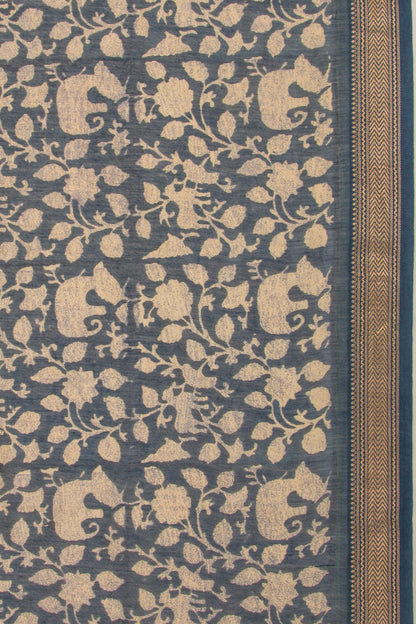 Chanderi Silk Batik Printed Blue Saree