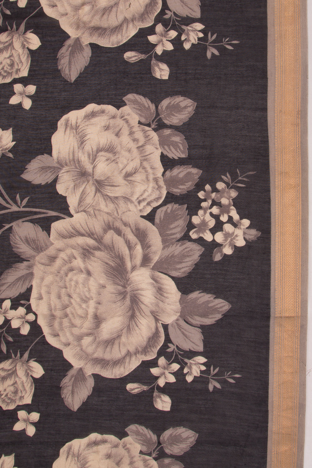 Chanderi Soft Silk Floral Printed Black Saree