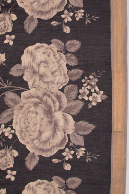 Chanderi Soft Silk Floral Printed Black Saree