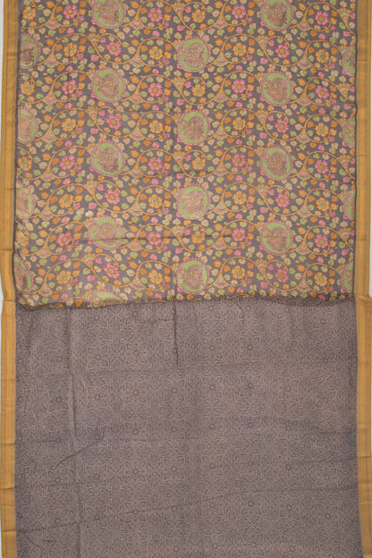 Chanderi Soft Silk Floral Printed Grey Saree