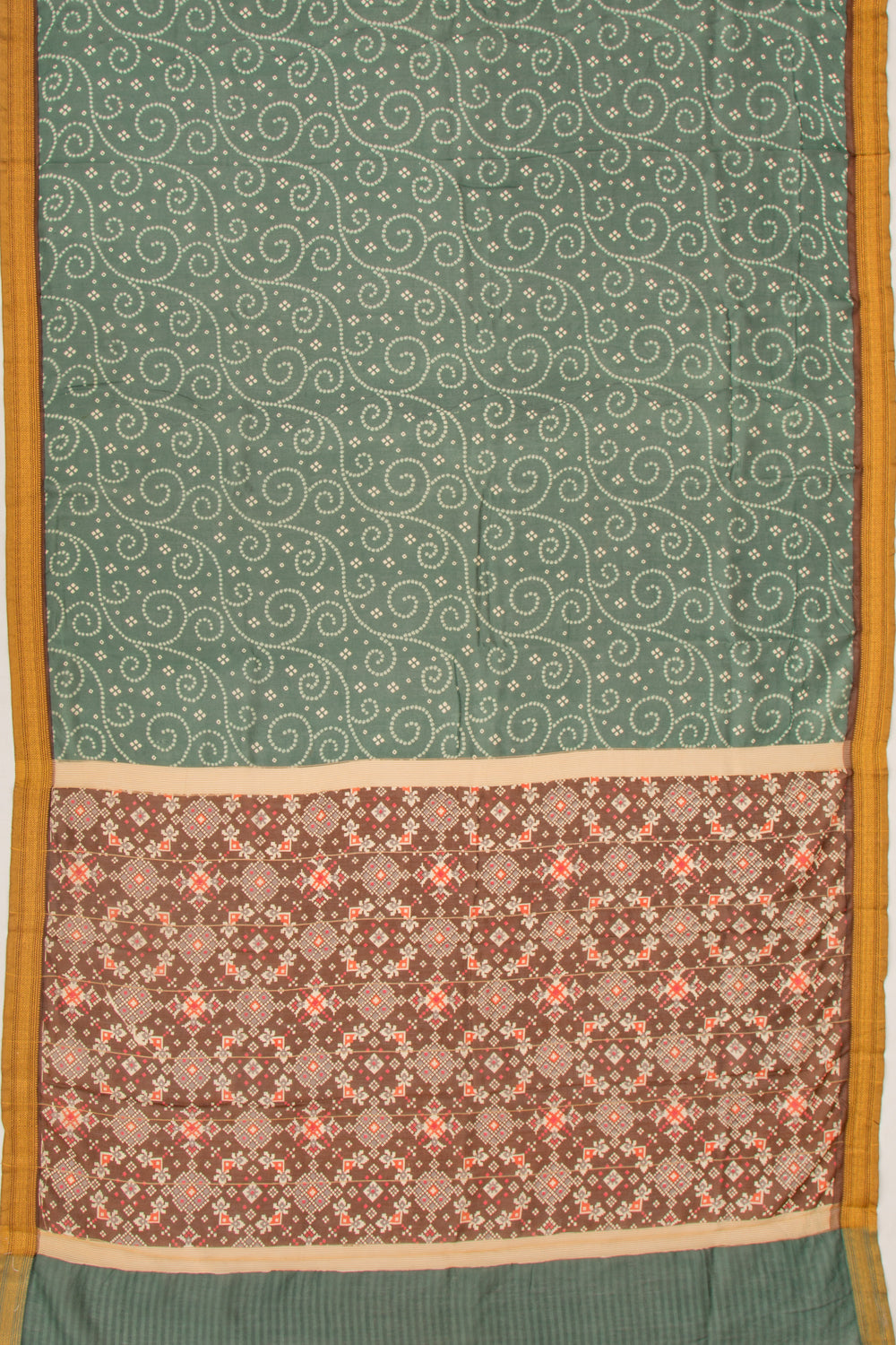 Chanderi Soft Silk Printed Green Saree