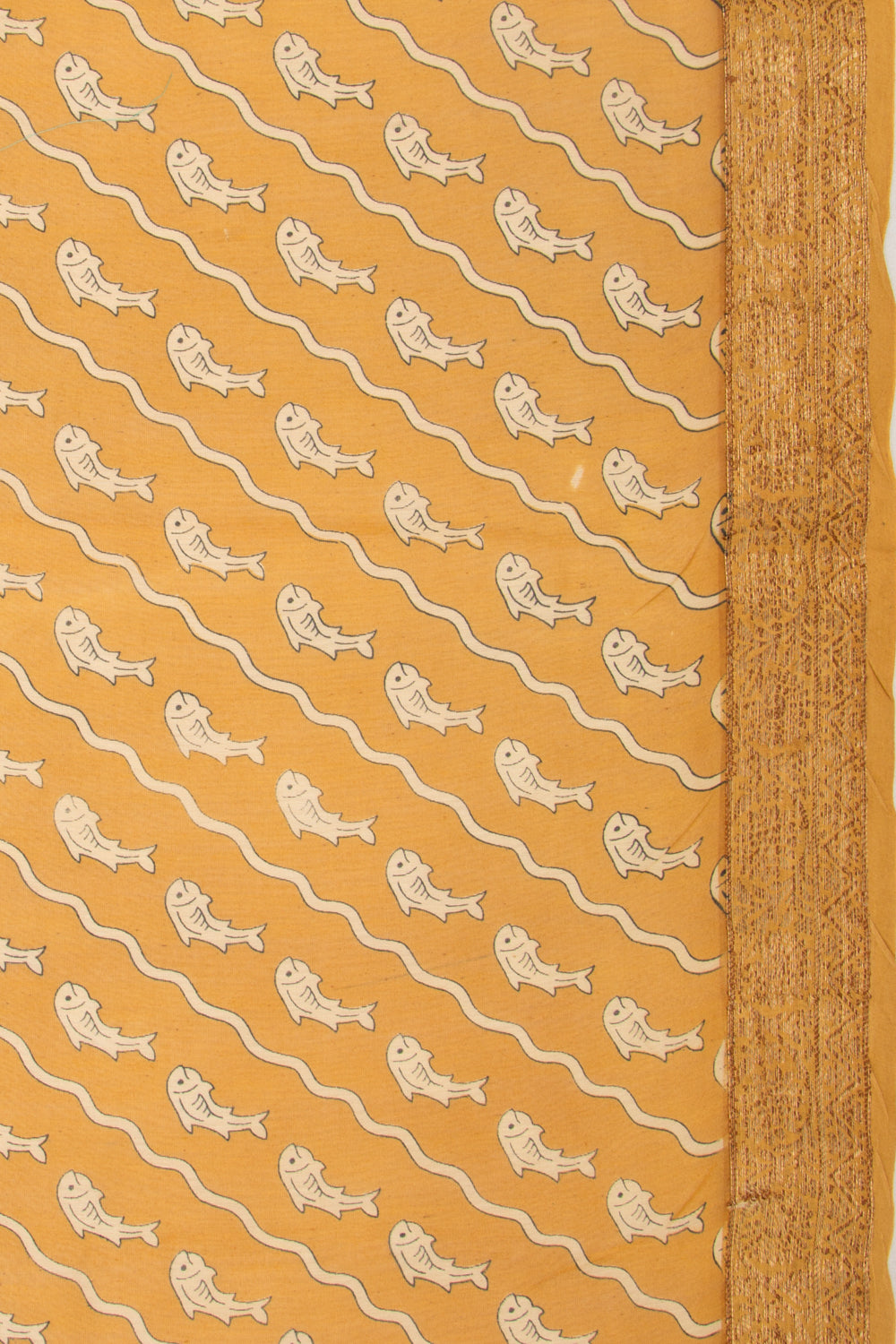 Chanderi Soft Silk Printed Mustard Yellow Saree