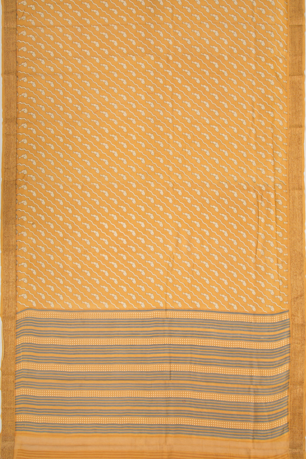 Chanderi Soft Silk Printed Mustard Yellow Saree