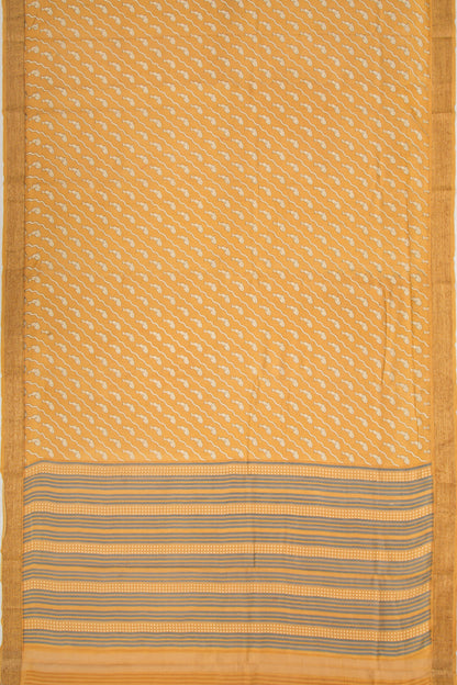 Chanderi Soft Silk Printed Mustard Yellow Saree