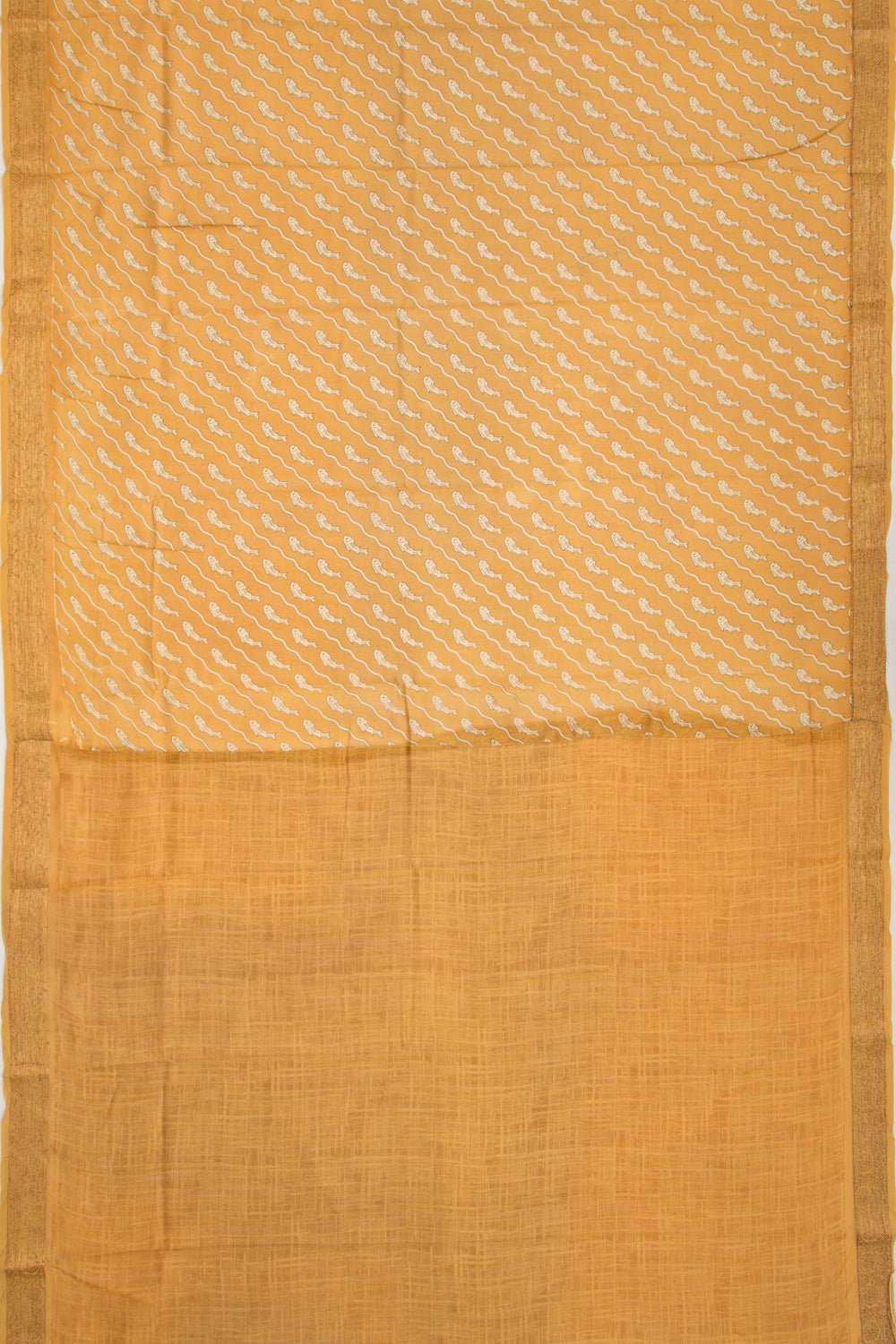 Chanderi Soft Silk Printed Mustard Yellow Saree