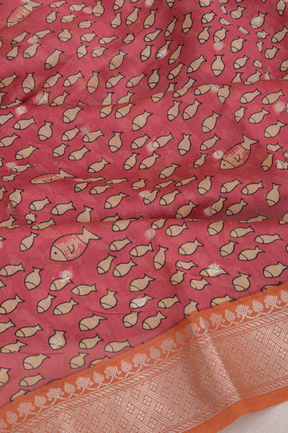 Chanderi Soft Silk Printed Purple Saree