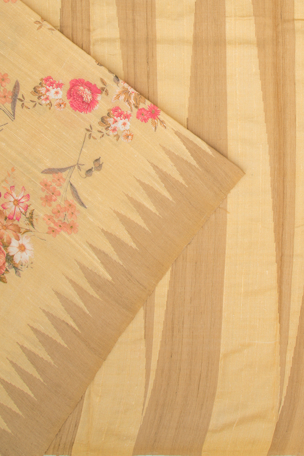Tussar Floral Printed Yellow Saree